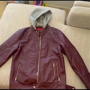 Guess Faux Leather Hoodie Jacket (worn once)